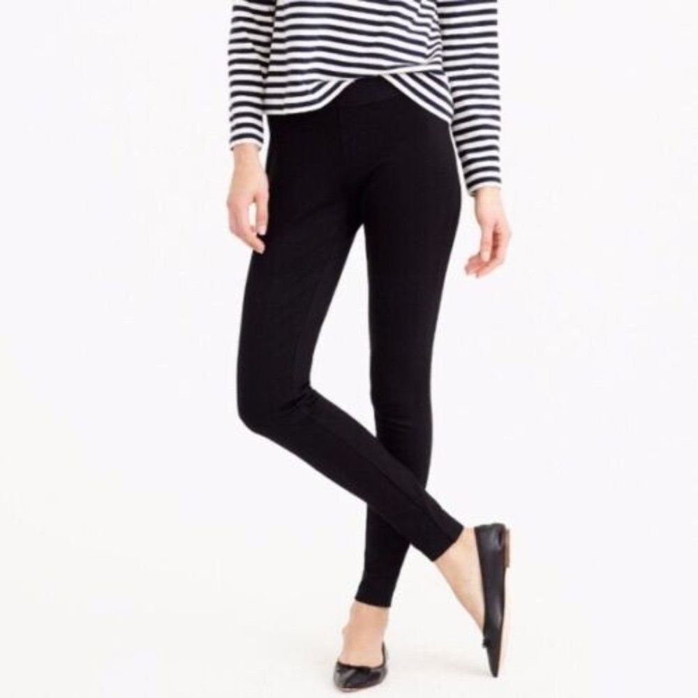 J Crew Mid rise Pixie Pant Leggings Black Size 10 Fitted Ponte Knit